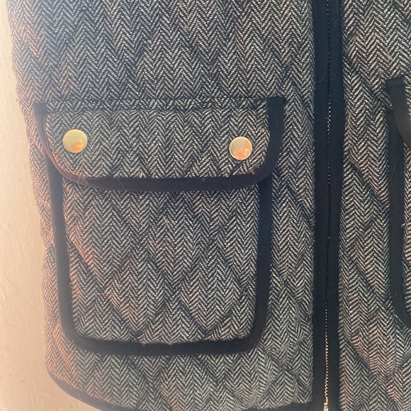 Womens black herringbone print vest size small- with front pockets - Picture 2 of 6